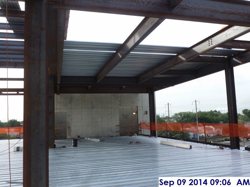 Started installing metal decking at the lower Roof Facing South (800x600)